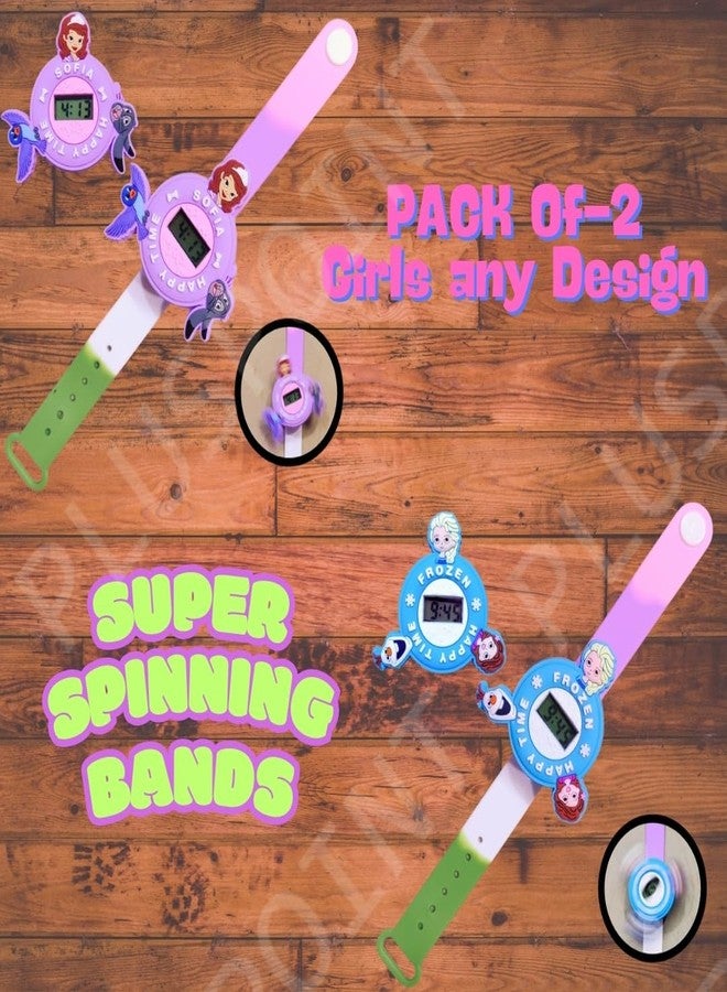 بلس بوينت سواران للأطفال من PLUSPOINT بتصميم كرتوني، مناسبان للأولاد والبنات، سوار دوار لطيف مع ساعة رقمية دوارة، هدية رائعة لأعياد الميلاد أو كهدية تذكارية. - Image 5